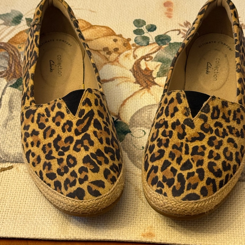 Clarks Leopard Print Espadrille Shoes